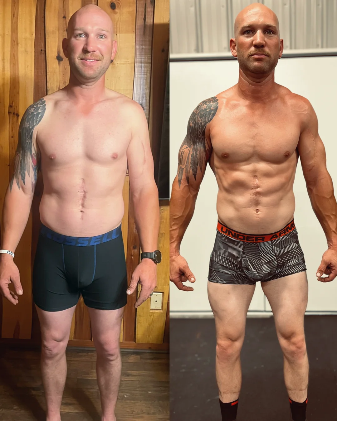 Twelve week transformation, before and after