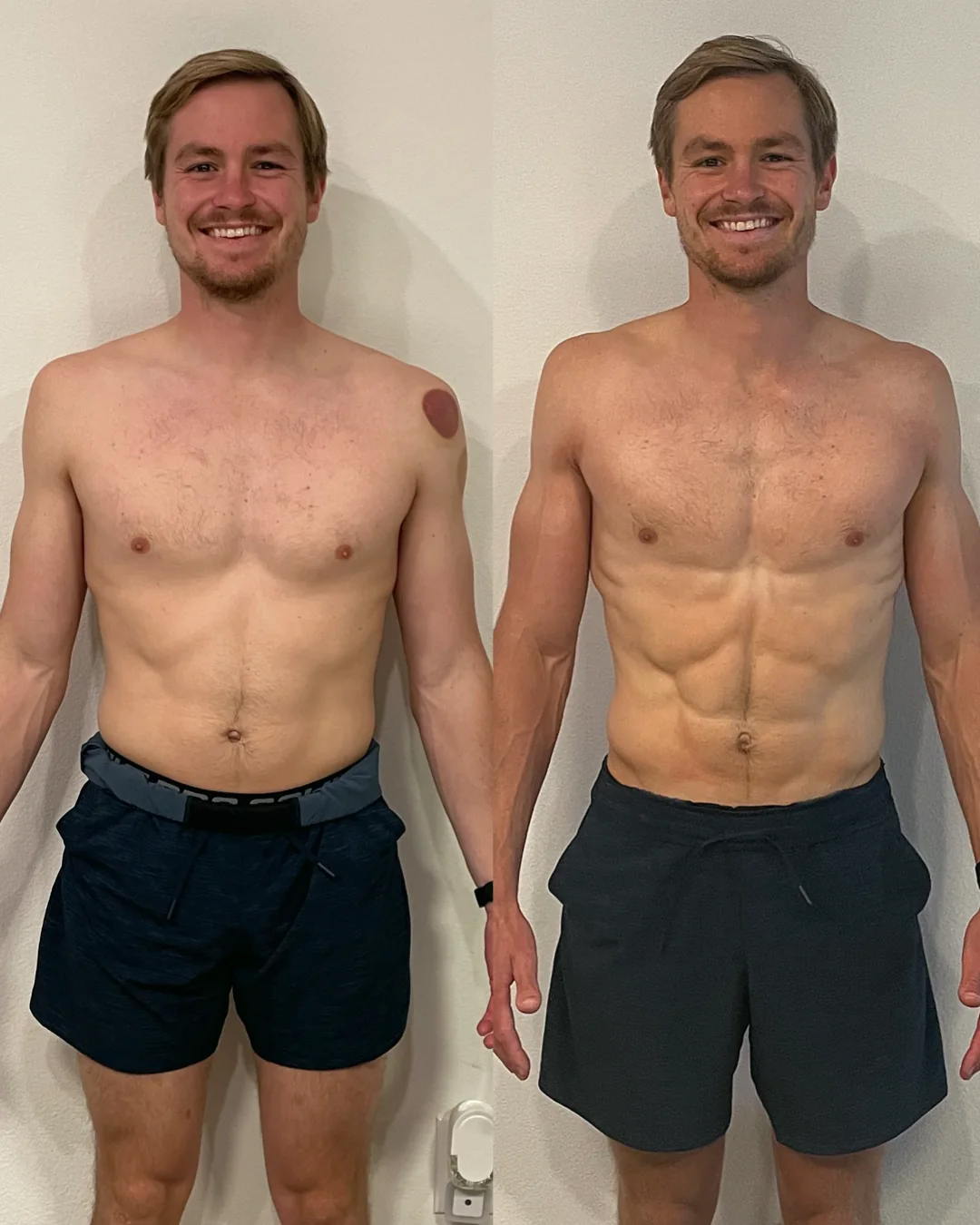 Twelve week transformation, before and after