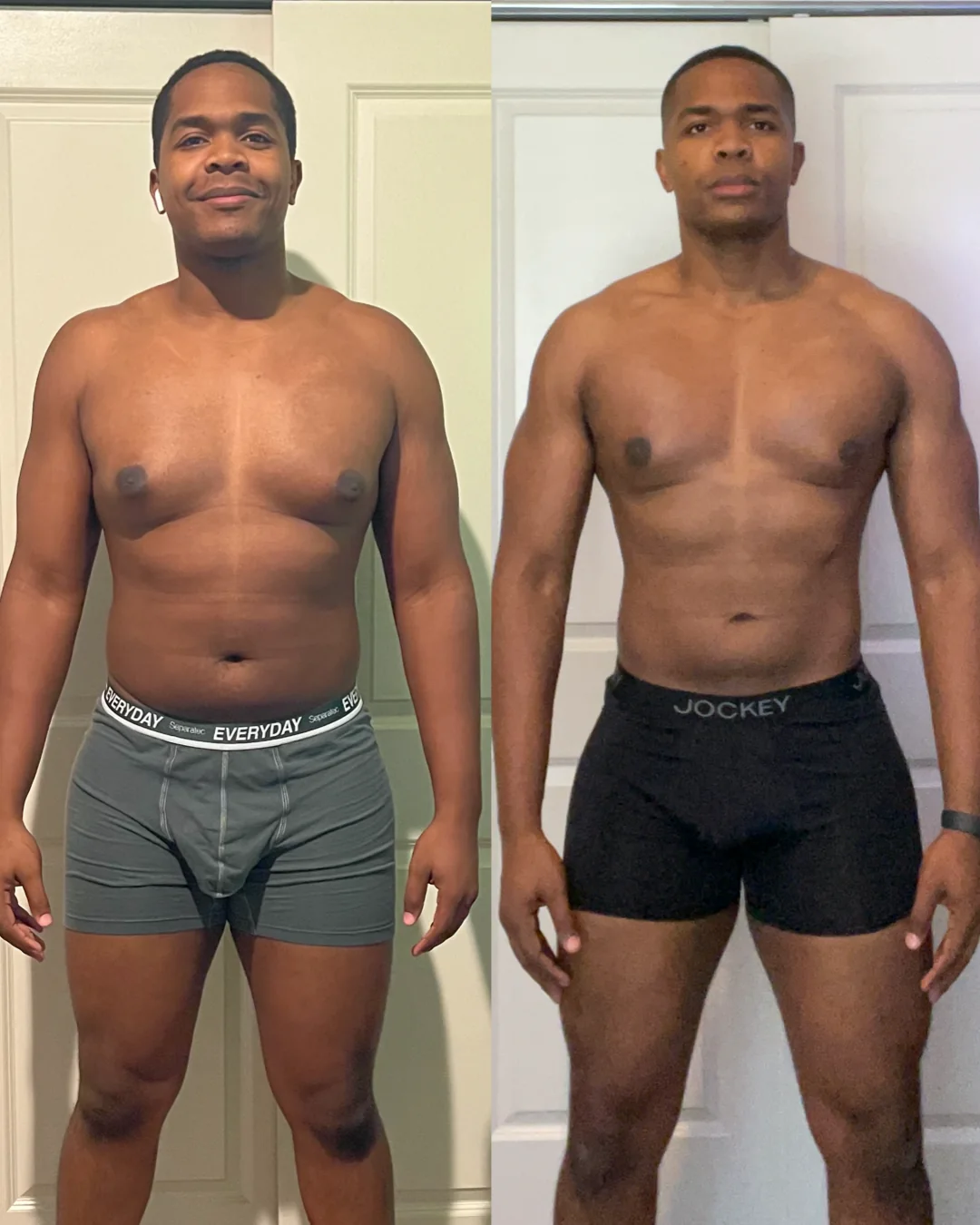 Twelve week transformation, before and after