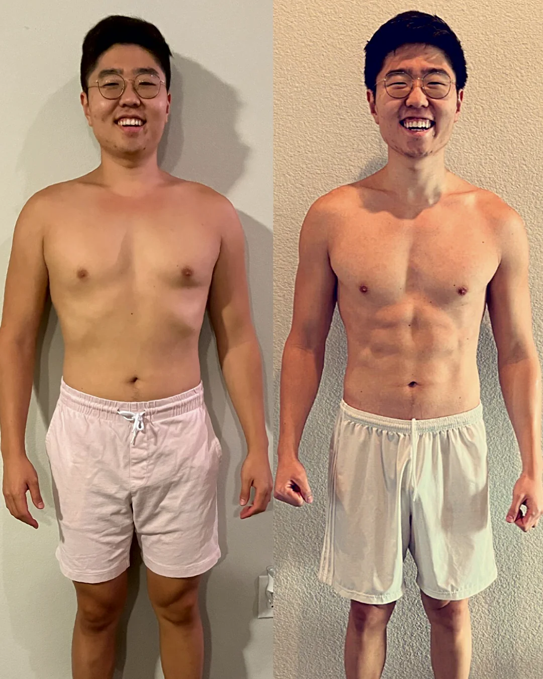 Twelve week transformation, before and after