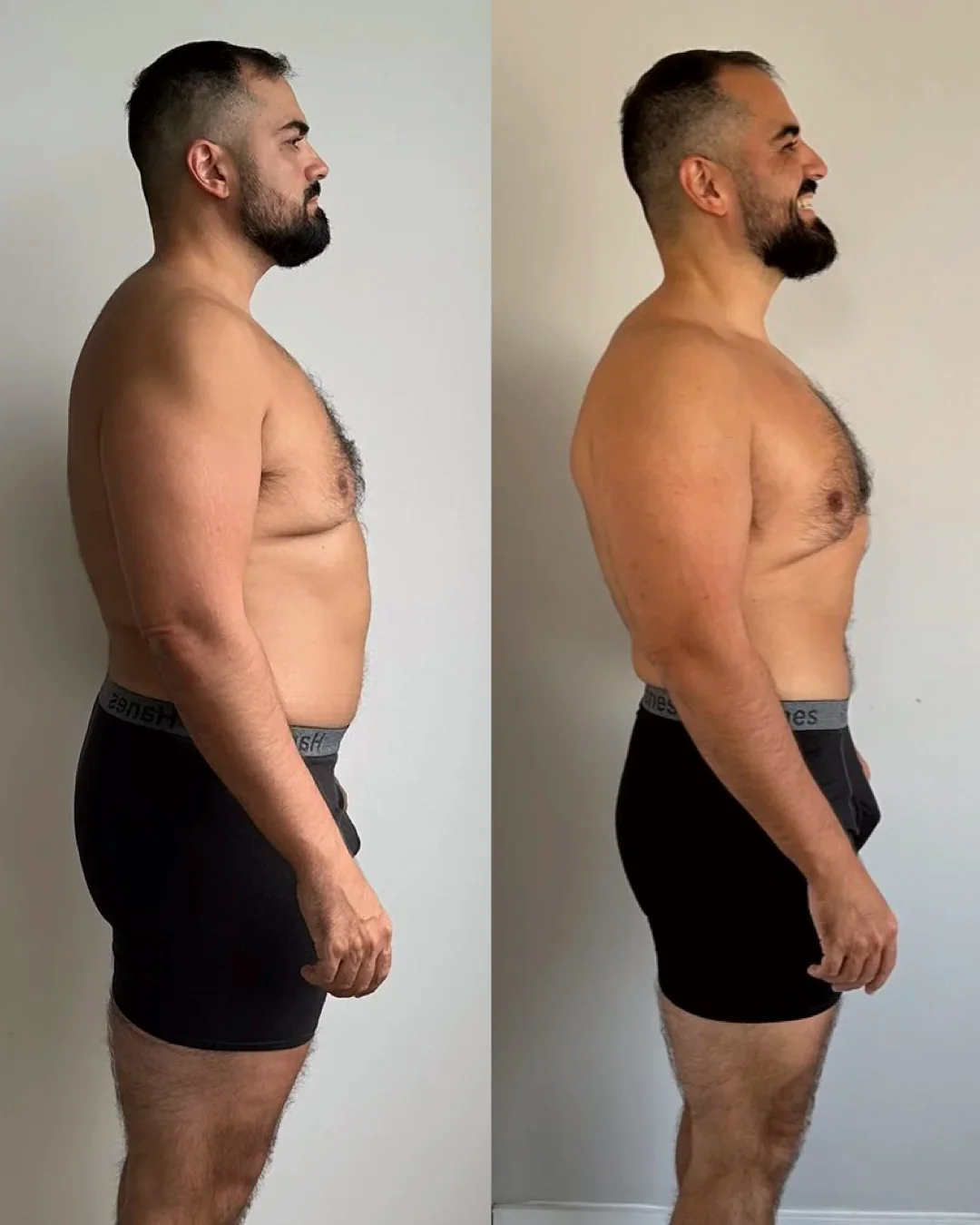 Twelve week transformation, before and after