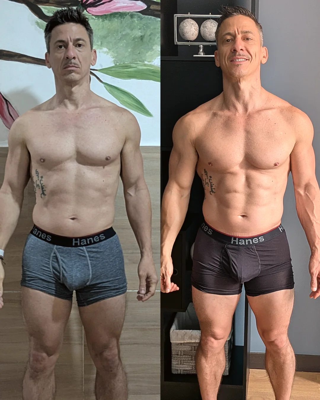 Twelve week transformation, before and after