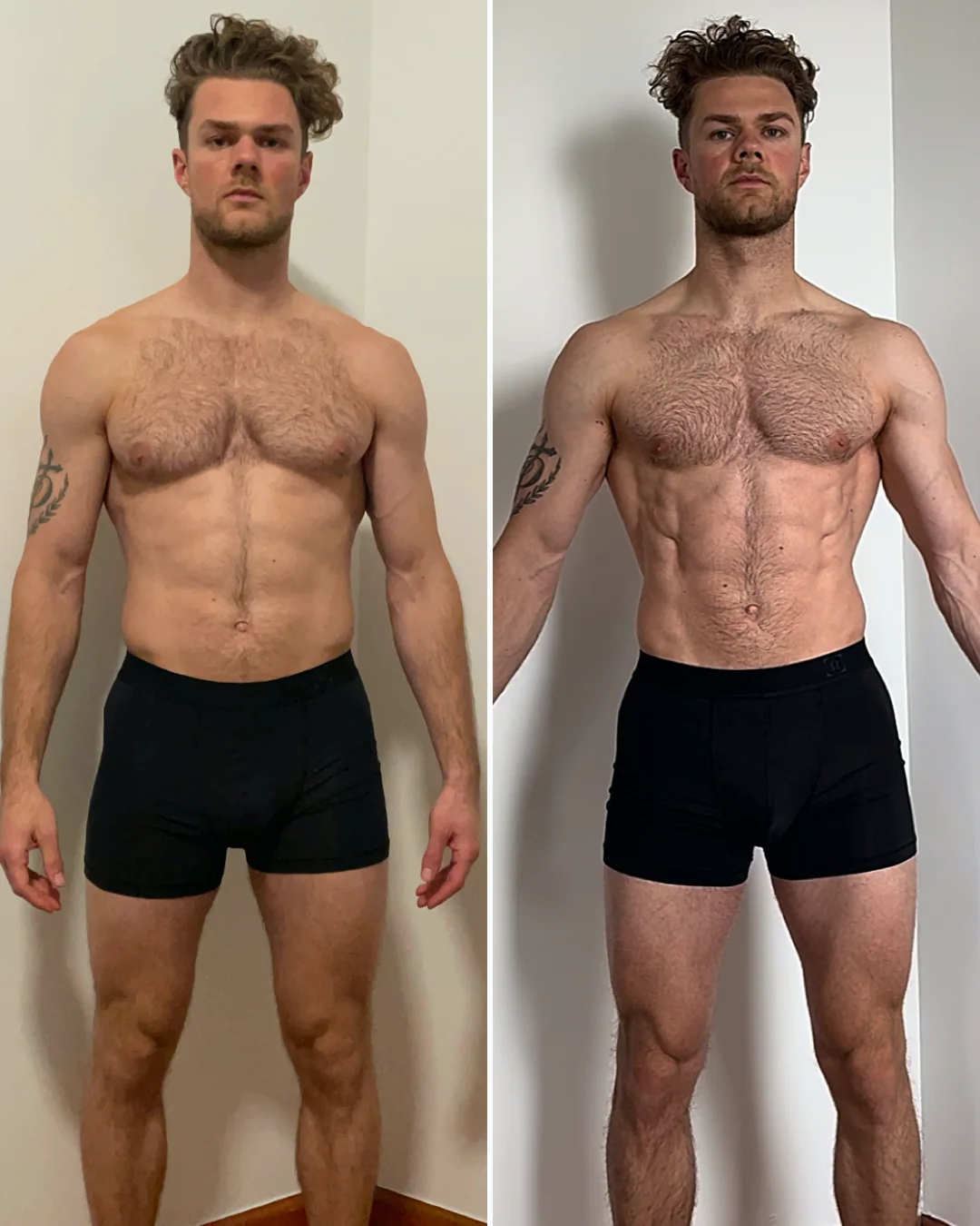 Twelve week transformation, before and after